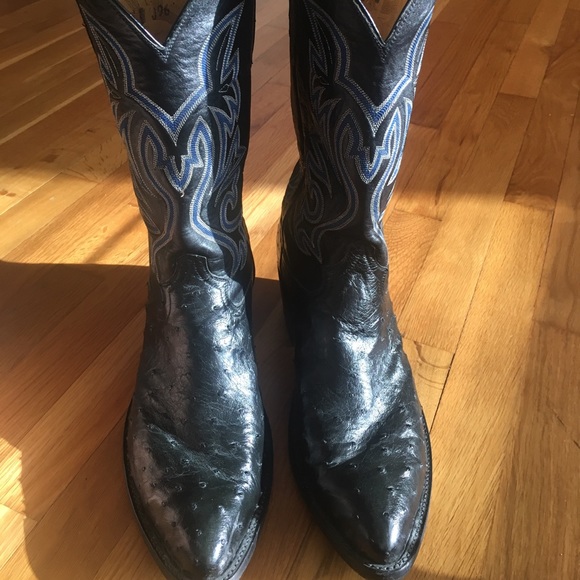 black ostrich skin boots